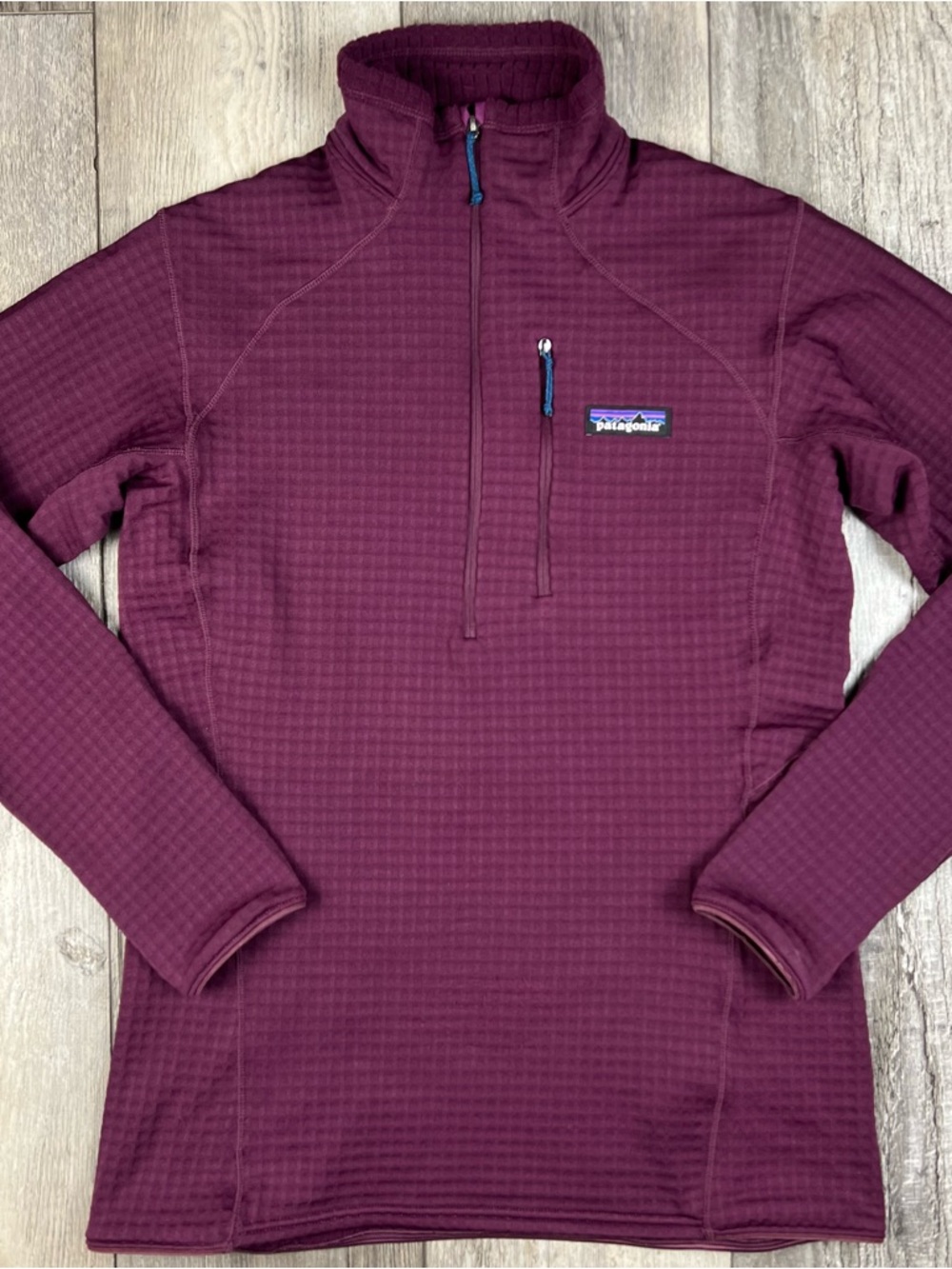 Patagonia Women’s R1 Pullover Night Plum Waffle Knit 1/2 Zip Polartec Size Small